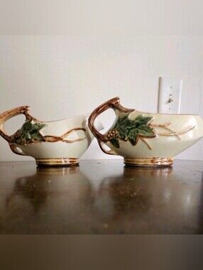 Vintage McCoy Pottery Ivy Leaf Creamer & Sugar Bowl Set 1950s USA Ceramic AS IS